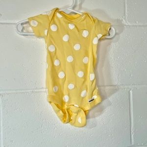 Gerber Yellow Body Suit with White Polka Dots